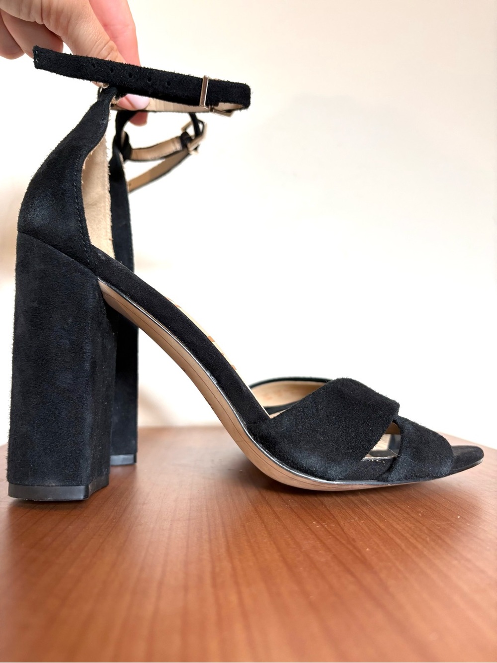 Sam Edelman Yancy Suede Block Heel Sandals Black size 7.5 - Picture 3 of 14